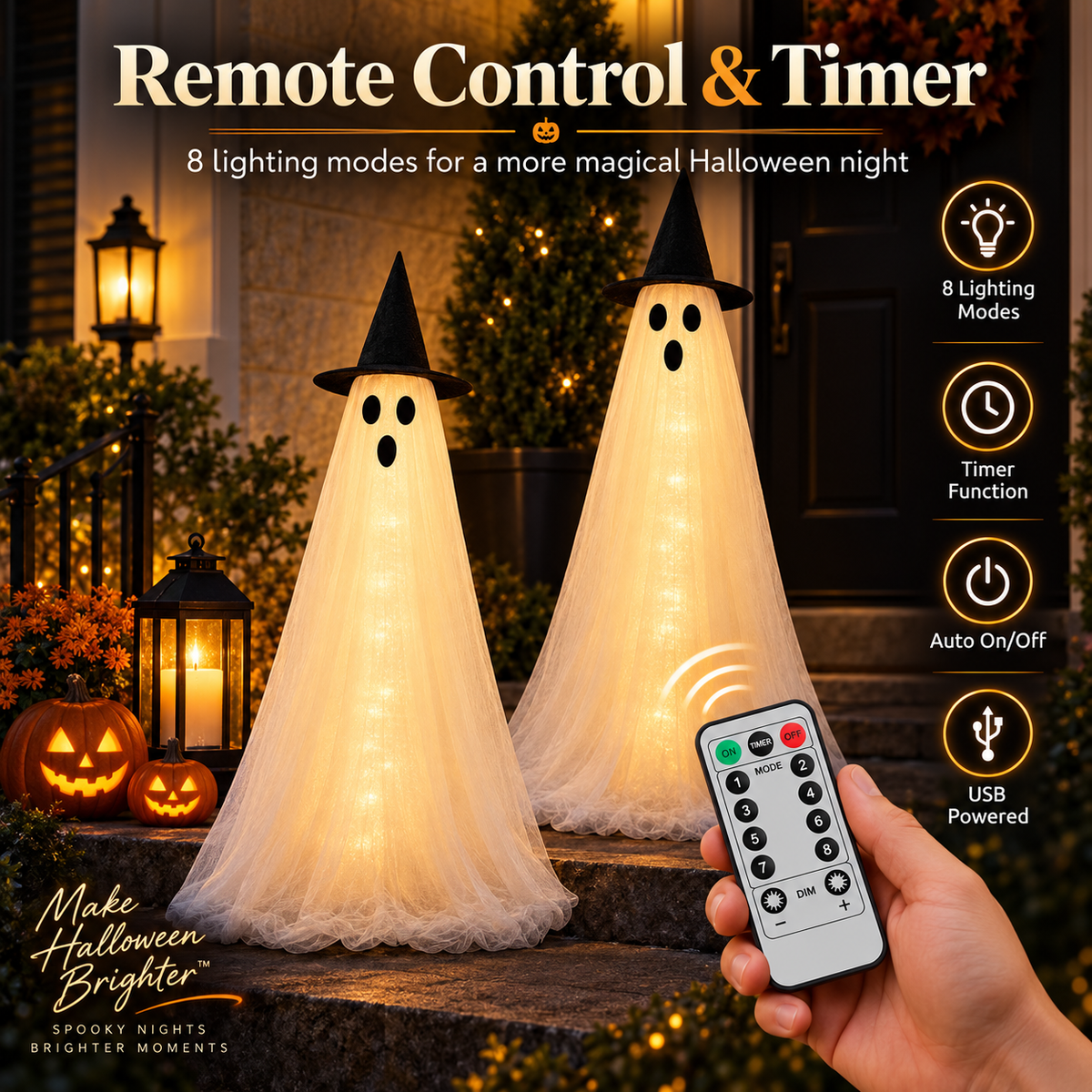 5FT Light-Up Ghost Duo
